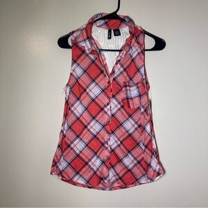 Ultra Flirt‎ Red Plaid Lace Top